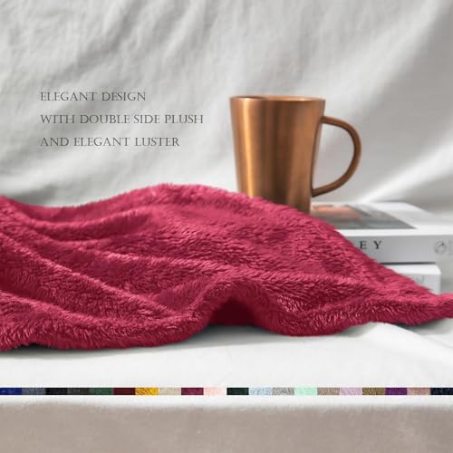 Image of Exclusivo Mezcla Plush Fuzzy Fleece Bed Blanket Twin Size, Super Soft, Fluffy and Warm Blankets for Couch, Bed, All Season (Deep Red, 90x66 inches)