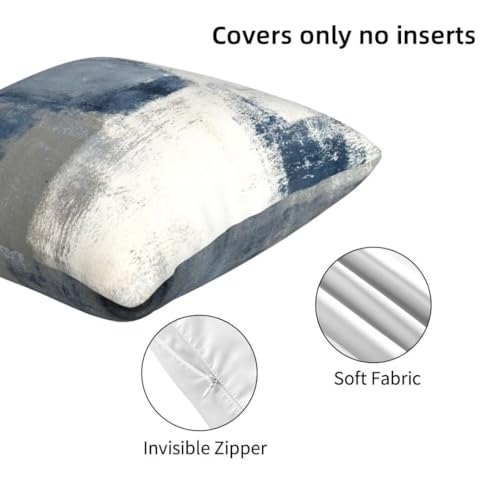 Aelmarnee PILLOWCASE--1.22-O-00.5 Grey Blue Abstract Art Painting Throw Pillow Cover Queen Size White Blue Gray Lumbar Pillow Case Modern Soft Pillowcase Standard Pillow Cases With Zipper Decorative Cushion Covers For Bed,Sofa,20 Inchx30 Inch thumb #5