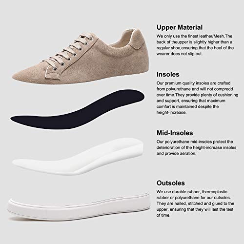 CHAMARIPA Men's Invisible Height Increasing Elevator Shoes Soft Suede Heel Skate Shoes Premium Leather Casual Fashion Height Increasing Sneakers - 2.36 Inch Taller by CHAMARIPA - Image 6