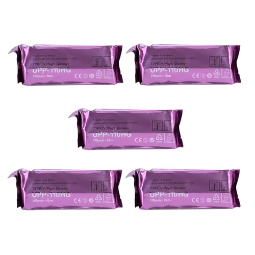 Sony-kompatibles Ultraschallpapier UPP-110HG, Hochglanz-Ultraschallfolie, Thermodruckmedien für Schwarz-Weiß-Drucker,5 Rollen