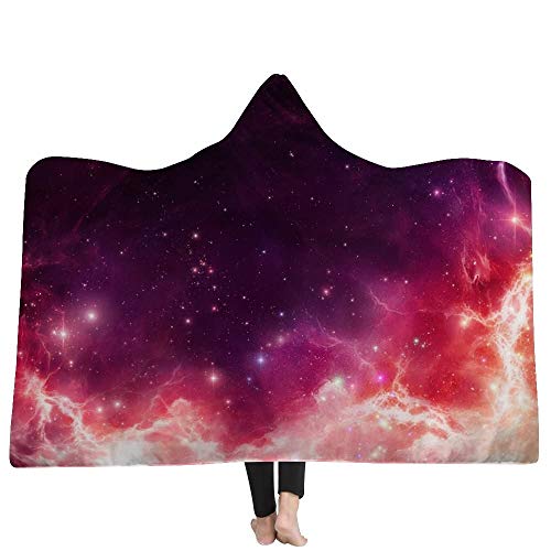 Cozy Universe Galaxy Winter Warm Bath Cloak Flannel Wearable Children Adult Throw Printed Hooded Blanket Warm ( Color : 14 , Size : 130150 )