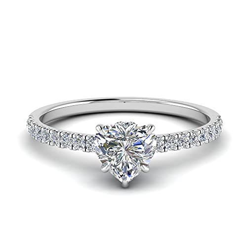 Image of Choose Your Gemstone Hidden Halo Petite Diamond CZ Ring Sterling Silver Heart Shape Halo Engagement Rings Everyday Jewelry Wedding Jewelry Handmade Gifts for Wife US Size 4 to 12