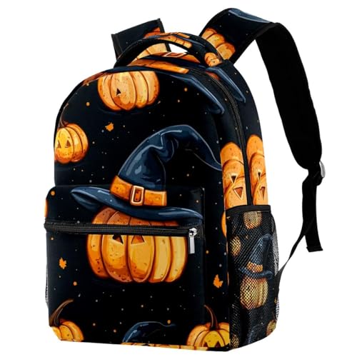 Sac à dos d'Halloween mignon pour enfants - Sac d'école primaire motif citrouille et sorcière