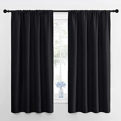 NICETOWN Black Blackout Curtain Blinds - Solid Thermal Insulated Window Treatment Blackout Drapes/Draperies for Bedroom (2 Panels, 42 inches Wide by 63 inches Long, Black)