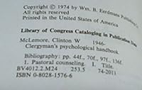 Clergyman's Psychological Handbook: Clinical Information for Pastoral Counseling 0802815766 Book Cover