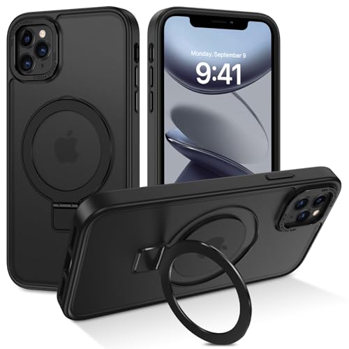 DUEDUE Magnetic Case Compatible with iPhone 11 Pro Max Phone Case,iPhone 11 Pro Max Case MagSafe Ring Holder Stand Drop Shockproof Bumper Cover Cases for iPhone 11 Pro Max 6.5 inch,Black by DUEDUE - Used condition - CA$8.71