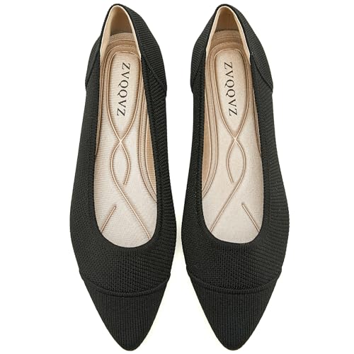 Women's Flats Shoes Knit Pointed Toe Ballet Flats Comfortable Dressy Washable Ballerina Flat