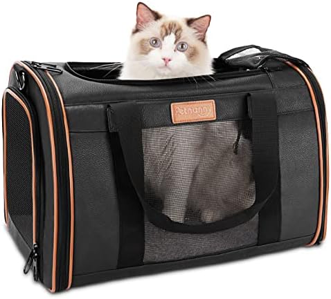 PETNANNY Pet Carrier – Cat Carrier for Large Cats 20 lbs, Soft Dog Carriers for Small Dogs Puppy with Side Pocket, Top Load Cat Carrier Bag for 2 Small/Medium Cats