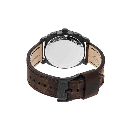 Fossil Blue Watch for Men, GMT Movement with Stainless Steel Or Leather Strap, Marron foncé – vue 4