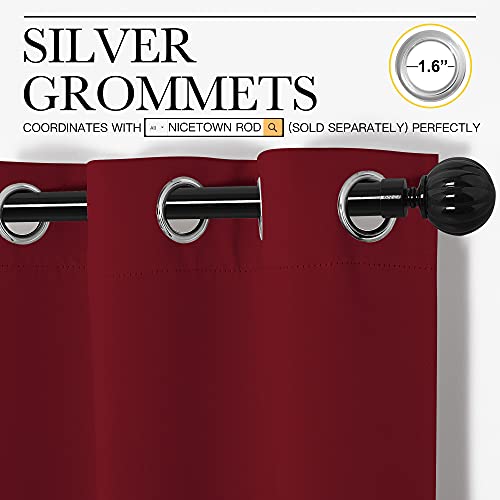 Image of NICETOWN Christmas Blackout Curtain Panel Grommet - Home Decorations Thermal Insulated Solid Grommet Top Blackout Living Room Panels /Drapes for Gift (Burgundy Red, 1 Pair, 55 x 78-Inch)