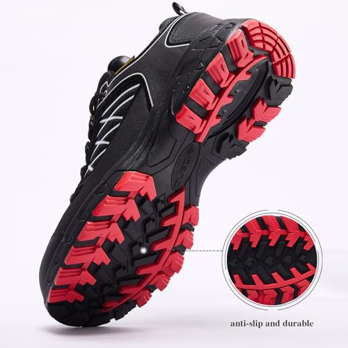 Image of Queday Mens Waterproof Lightweight Hiking Shoes | Breathable, Anti-slip Rubber outsole, Cushioned EVA midsoles, Ideal for daily trail, camping, and climbing