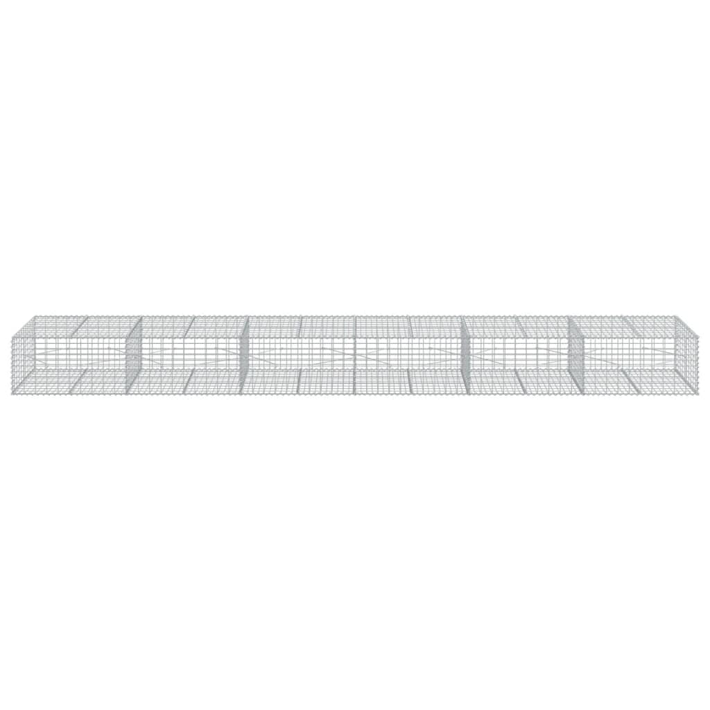Gavión con tapa, 600 x 100 x 50 cm, cesta de piedra de hierro galvanizado | Cesta de alambre de metal resistente para el jardín para el diseño de paredes de privacidad y cercas en exteriores.