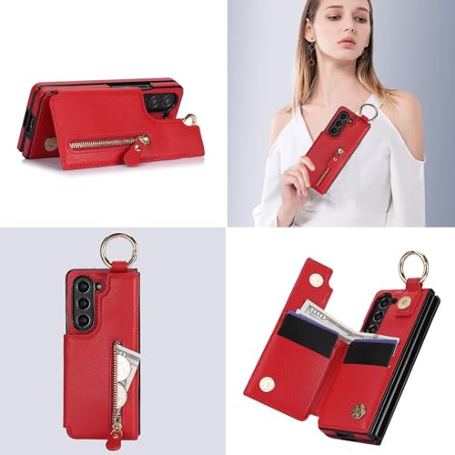 Étui Galaxy Z Fold 5 anti-chute pour protéger l'écran pliable avec coque rouge