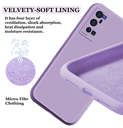 Image of A rtistque Liquid TPU Silicone Matte Shockproof Flexible with Camera Protection Soft Back Cover Case for Vivo X60 Pro Plus - Purple