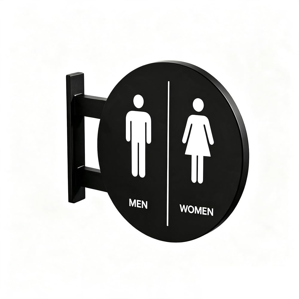 Ścienna Tabliczka WC Unisex Metalowa Okrągła Płyta