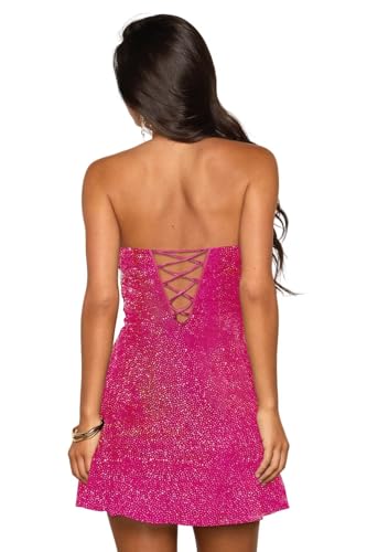 Sparkly Homecoming Dresses for Teens Short Tight Sequin Mini Dress with Bow NA2132