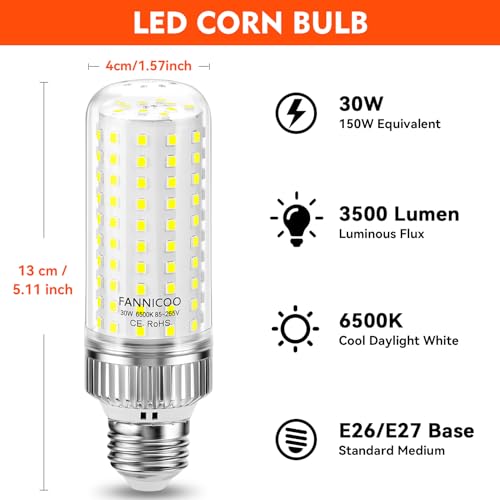 LED-Light-Bulbs-150W-Equivalent-LED-Bulbs-3500LM-6500K-Cool-Daylight-White-30W-E26E27-Base-Ceiling-Fan-LED-Corn-Light-Bulb-for-Garage-Backyard-Warehouse-Basement-Yard-Indoor-Outdoor3-Pack