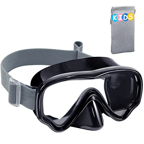 Vvinca Kids-Goggles with Nose Cover, Diving Mask Elastic Fabric Strap Anti Fog Anti Shattered Lens for Kids Swim Goggles 3-14