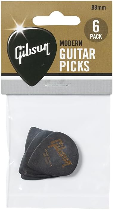 Gibson Modern - Juego de 6 púas para guitarra, color negro, 0,88 mm