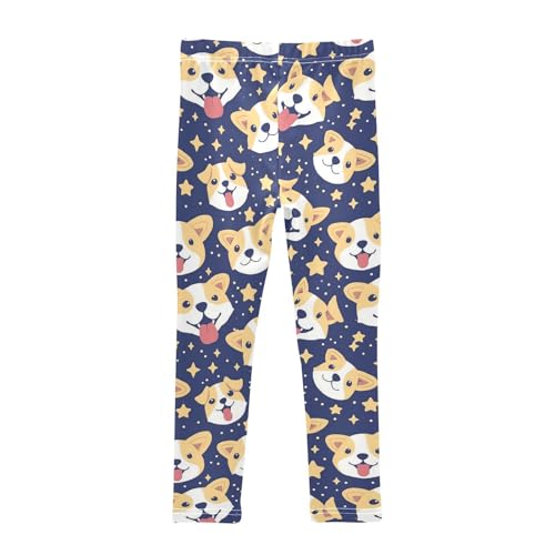 Wusikd Cute Puppy Girls' Leggings Toddler Doodles Night Sky Stars Kids Yoga Pants Dance Active Tights 4T2