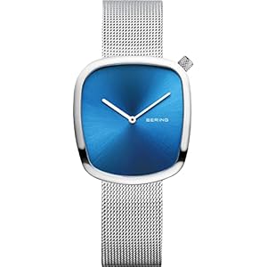 BERING Analoog kwartshorloge voor dames, met roestvrij stalen armband 18034-008, blauw, armband