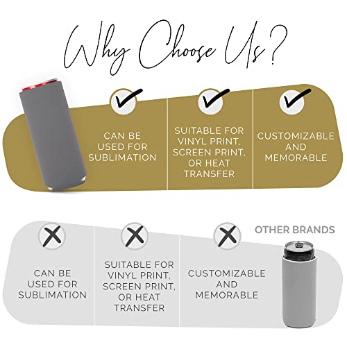 Image of Slim Can Cooler Sleeve 12 Pack - Blank Neoprene Insulated Can Coolers for 12 oz Skinny Beer & Soda Cans - Sublimation Ready Drink Sleeves for Heat Press, Custom Printing & Party Favors (Grey)