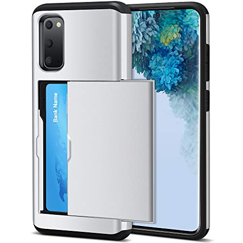 Jiunai Samsung Galaxy S20 Case, Credit Card IDs Holder Shell Wallet Case Sliding