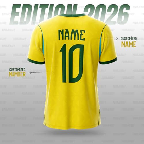 Image of YOURJERSEY Football World Cup 2026 Football Jersey All Team Jersey Custom Name & Number Print | Fan Personalised T-Shirt Sizes for Kids 2Y to Adults 4XL