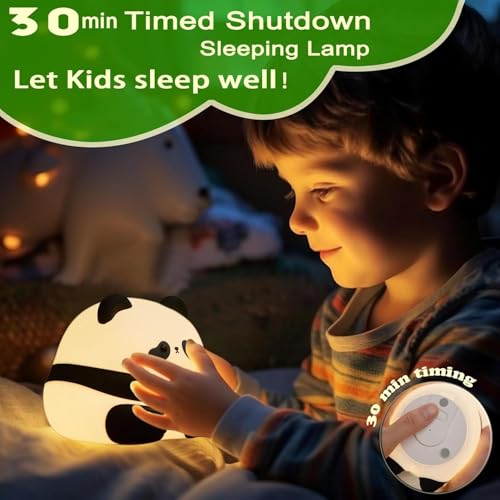 Image of Kiditos Silicone Sitting Panda Night Lamp Rechargeable Cute Lamp with 7 Colors Mode Night Lights for Bedroom Nursery and Study Desk Decorative (Panda)