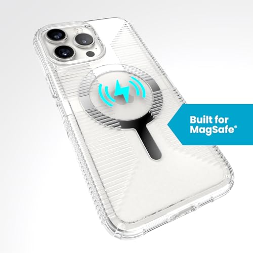 Image of Speck Clear iPhone 15 Pro Max Case - Slim, Built for MagSafe, Drop Protection Grip - Scratch Resistant, Anti-Yellowing, 6.7 Inch Phone Case - GemShell Grip Clear