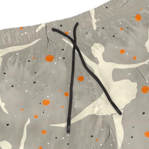 Men's Swim Trunks Size S Ballet Wallpaper with Mesh Lining Soft Breathable Quick Dry Beach Shorts Grayish Beige4