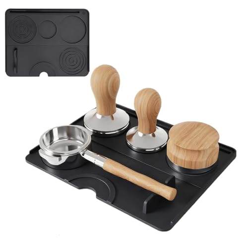 Image of Supvox Silicone Coffee Machine Mat, 9.8x7.8'' Heat-Resistant, Non-Slip Countertop Protector Cup Coffee Tamper Organizer Tray Mat for Espresso, Coffee Makers, and Small Appliances