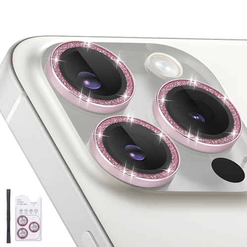 Protecteur objectif appareil photo iPhone 16 Pro verre trempé rose