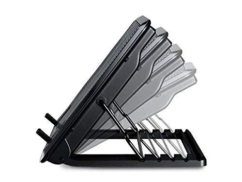 Image of Quantum Laptop Cooling Pad with Noiseless Fan, 4-Level Metal Rod Adjustable tilt Laptop Stand, USB Powered with Blue LED, Cable Included, Upto 15.6 inches(39 cm) Laptop Size, 1-Year Warranty QHM330