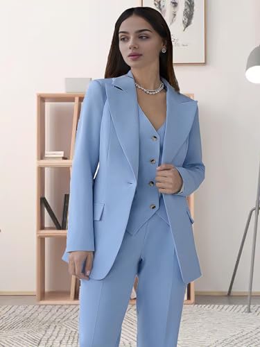 TIANMEI Women's 3 Pieces Suit Lady Business Office Suits Slim Fit Womens Tuxedo Casual Blazer Vest Pants Suits for Women2