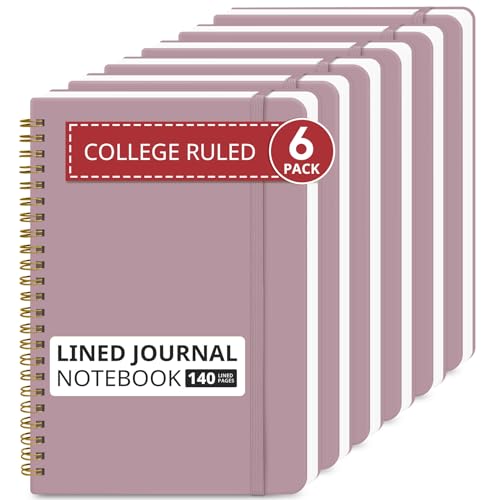 Taja 6 Pack Lined Notebooks for Work Hardcover Spiral Journal for Office