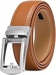 SENDEFN Ceinture en cuir pour hommes 1 Ceinture à glissière automatique à cliquet de 3/8" pour la robe en forme casuale pour s'adapter à la boîte cadeau