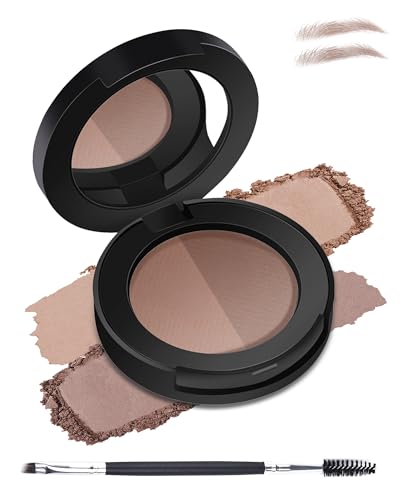 Eyebrow Powder Makeup Kit, Dark Light Brown Eye Brow Powder Palette, Long-Lasting Waterproof Brow...