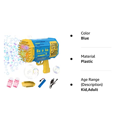 Bubble Gun With 69-Hole And Light, Summer Indoor Outdoor Activity Bubble Blaster Party Favors Electric Automatic Bubble Maker Machine, Tik Tok Gatling Bubble Blower Toys For Kids Adults (Blue) #TOP6