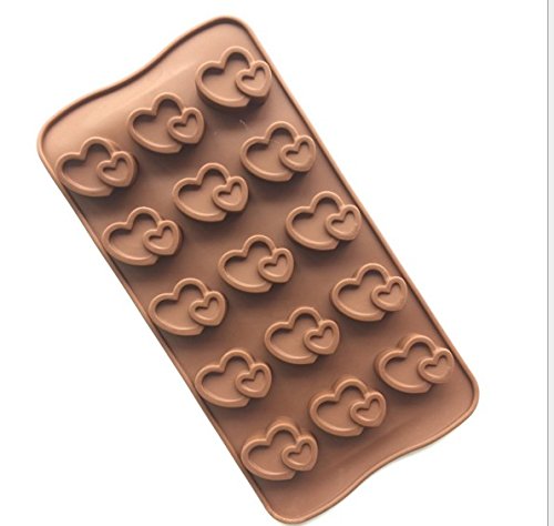 Image of Cake Decor Silicon 15 Cavity Velantine Heart Design Brown Chocolate Mould, Ice Mould, Chocolate Decorating Mould