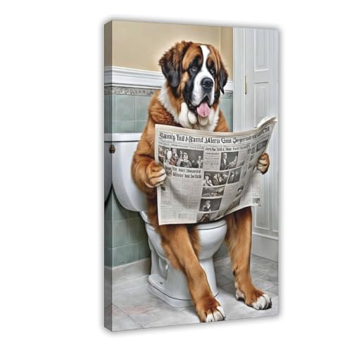 Toile Saint-Bernard au bain impression d'art murale de salon