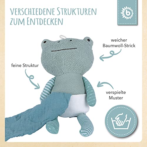 Bieco Frosch Kuscheltier Mit Schmusetuch | 30 cm | Plüschtier für Baby, Mädchen & Junge | Stuffed Animal | Süßes Stofftier