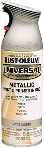 Rust-Oleum 249130 Universal All Surface Metallic Spray Paint, 11 oz, Satin Nickel