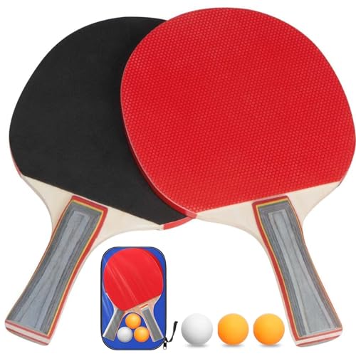 Premium Tischtennis Schläger Set,Tischtennisbälle mit Tasche,Tischtennisschläger Set mit 2...