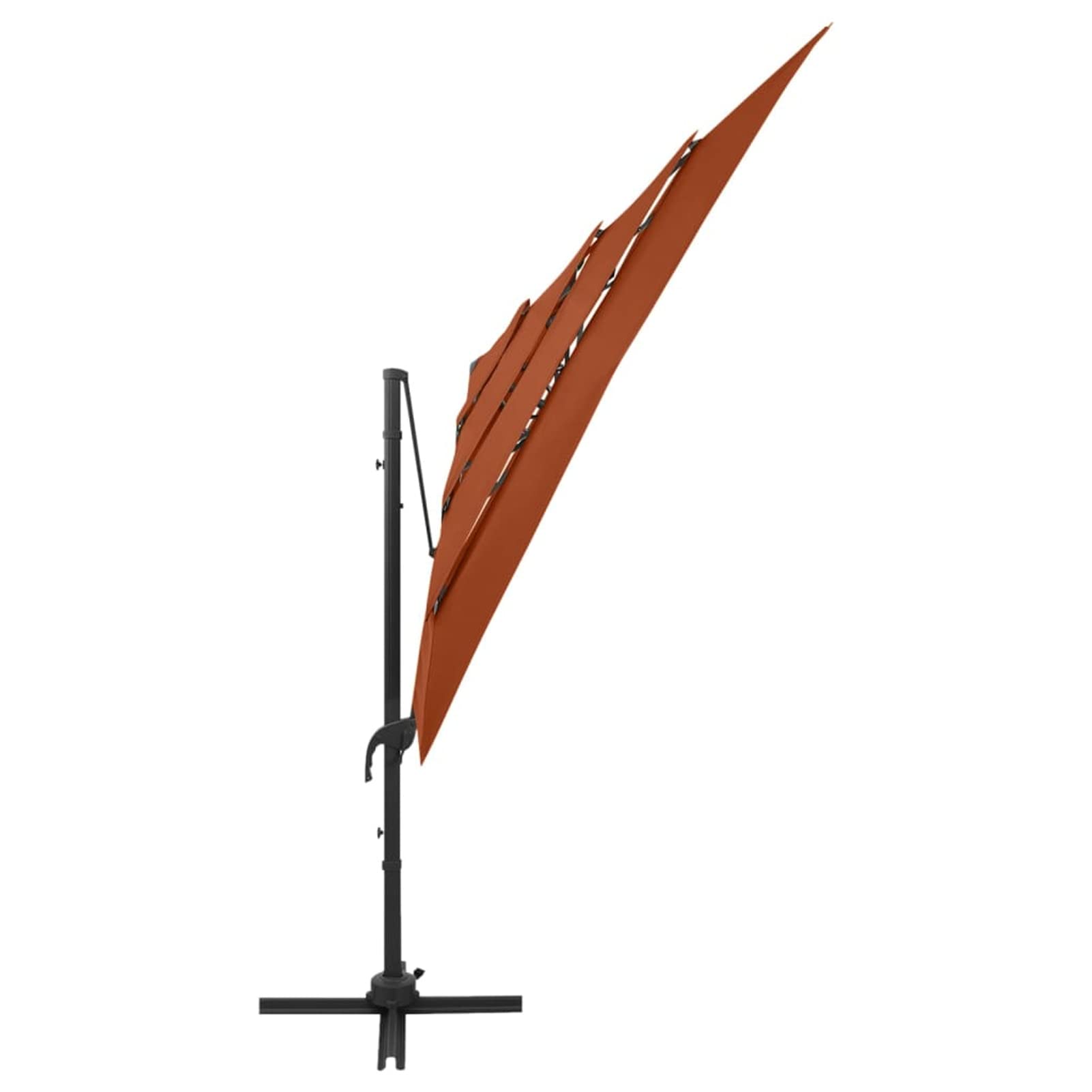 Homgoday Sombrilla jardín 4 Niveles Palo Aluminio Terracota 250x250 cm Sombrilla de Jardín,Protección UV Sombrilla Jardín Grande Orientable Jardín Parasol Balcón