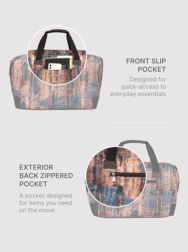 Image of ZOUK Collapsible Duffle Bag for Men and Women | Lightweight Foldable Travel Duffel Bag | Vegan Leather & Handcrafted Fabric | Water-Resistant Lining | 33L Weekend & Short Trip Bag | Triund Baroque