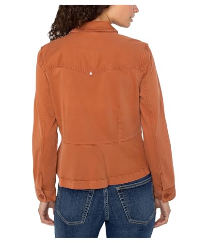 Liverpool Los Angeles Women's Soft Touch Twill Peplum Hem Trucker Jacket2