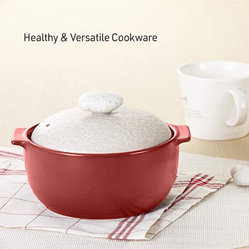 Neoflam 2 Quart Non-Stick Ceramic Casserole Pot, Dutch Oven, Clay Pot, Stockpot for Stew, Soup, Steam, Scratch Resistant, Refrigerator, Oven Safe, Heat Resistant up to 752F with White Lid, Plum Color - Thumbnail 5