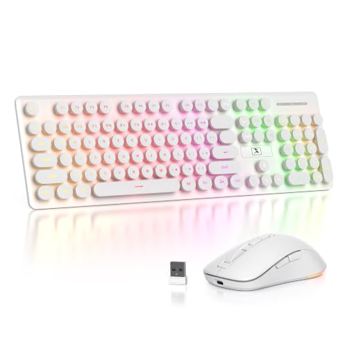 ✿ 【Comodità Wireless 2,4 GHz Plug & Play】Questo set tastiera e mouse wireless utilizza una connessione stabile a 2,4 GHz con portata fino a 10 metri. Basta collegare il ricevitore USB per una connessione immediata. La tastiera e il mouse senza fili mantengono la scrivania ordinata e sono ideali per laptop, PC e home office.