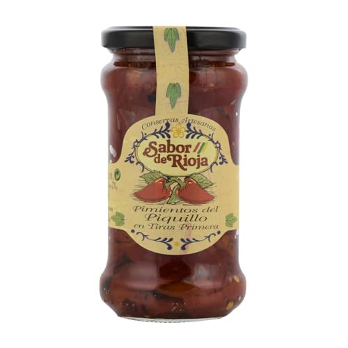 Pimientos del piquillo natural en tiras Sabor de Rioja 290 g caja de 12 frascos